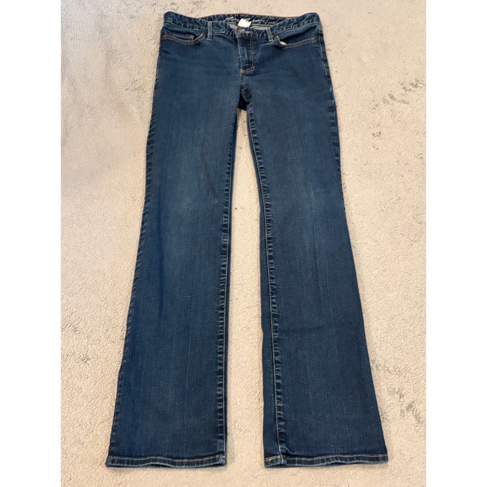 Eddie Bauer Truly Straight Bootcut Jeans Womens 4 Dark Wash Denim Mid Rise